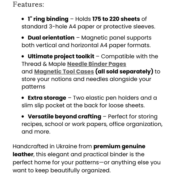 Thread and maple knitting pattern binder - Picture 7 of 9